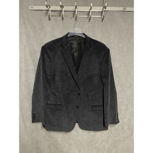 Adolfo Blazer Men's 50R Gray Cotton 2B Velvet Academia Career Coat Jacket Luxury